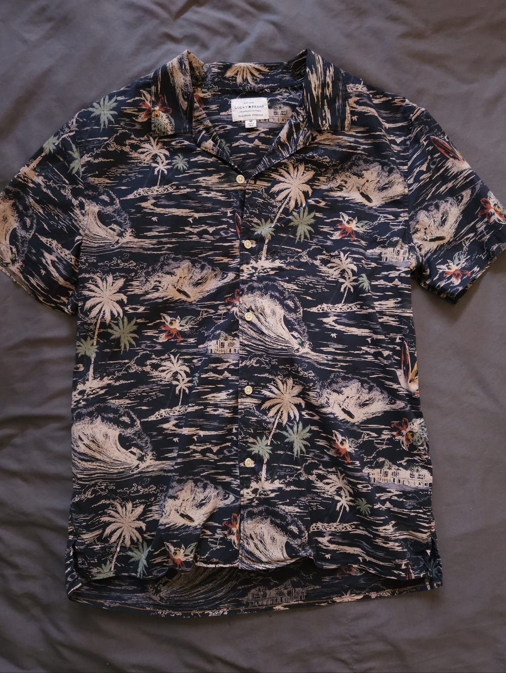 Lucky Brand Tropical Button Up Surf Print